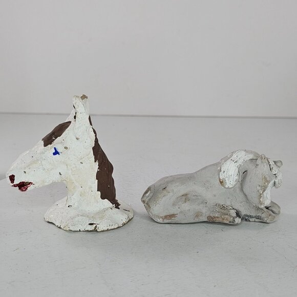 Vintage Clay Horse Figurines Set Of 4 Hand Painted Folk Art *FLAWS* - Picture 7 of 11